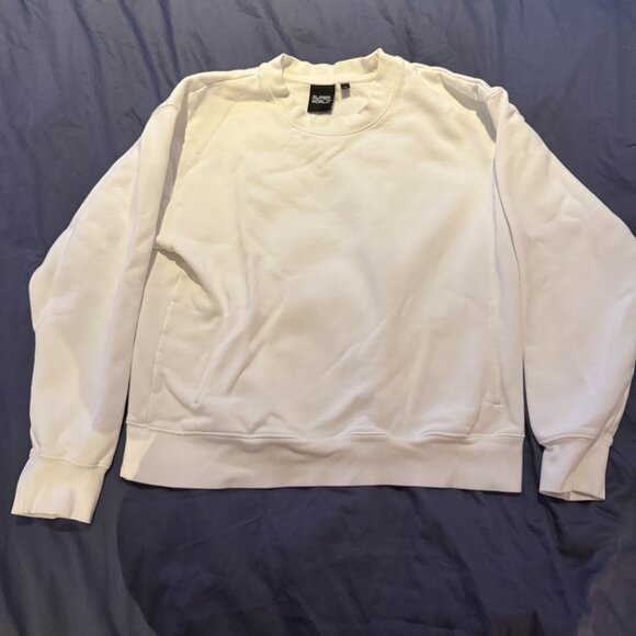 Aritzia TNA The Super Puff Fleece Crewneck Sweatshirt M White Oversized - Picture 1 of 5
